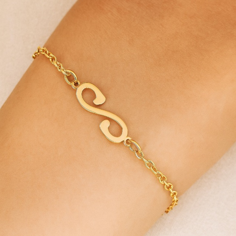 Antian Accessories™ Stainless Steel S-Shaped Charm Bracelet – Gold Tone - Picture 1 of 5